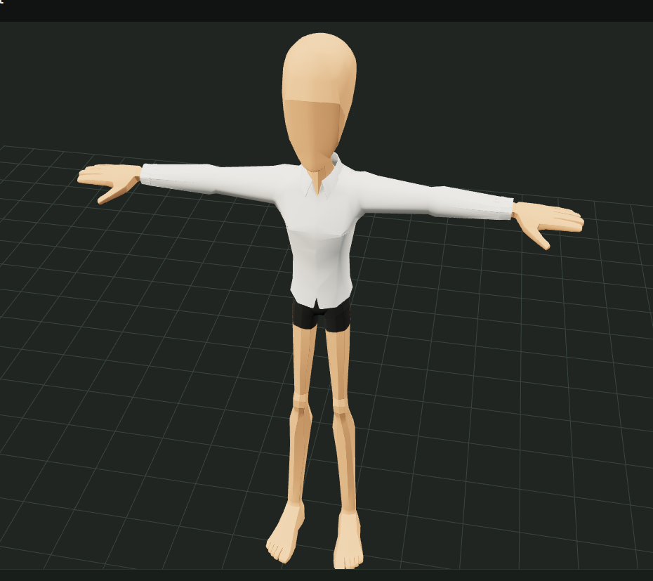 An early Snooker Rivals character base in a T-pose, wearing a white shirt in the character development viewer.